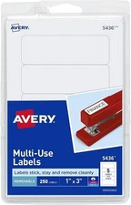 Removable Multi-Use ID Labels on Printable 1x3in White 250/PK - 1EA