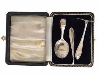 1936 Arthur Price & Co Sterling Silver Christening Trio Set Birmingham
