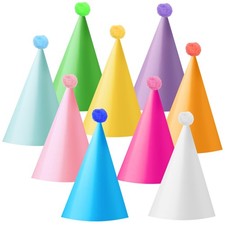 36 PCS Birthday Party Cone Hats 9 Assorted Colorful Mini Party Paper Hats Bul...