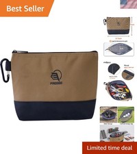 Waterproof 10.5 Inch Tool Bag - Heavy-Duty Zipper Pouch with Carabiner Handle