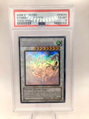Stardust Dragon TDGS-EN040 Ghost Rare (Unlimited) PSA 6 2008 Name shift ERROR