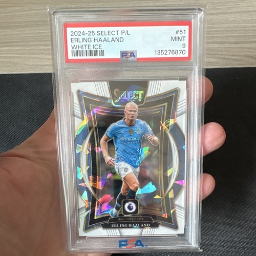 Panini Select Erling Haaland Man City Terrace White Ice Prizm /85 PSA 9