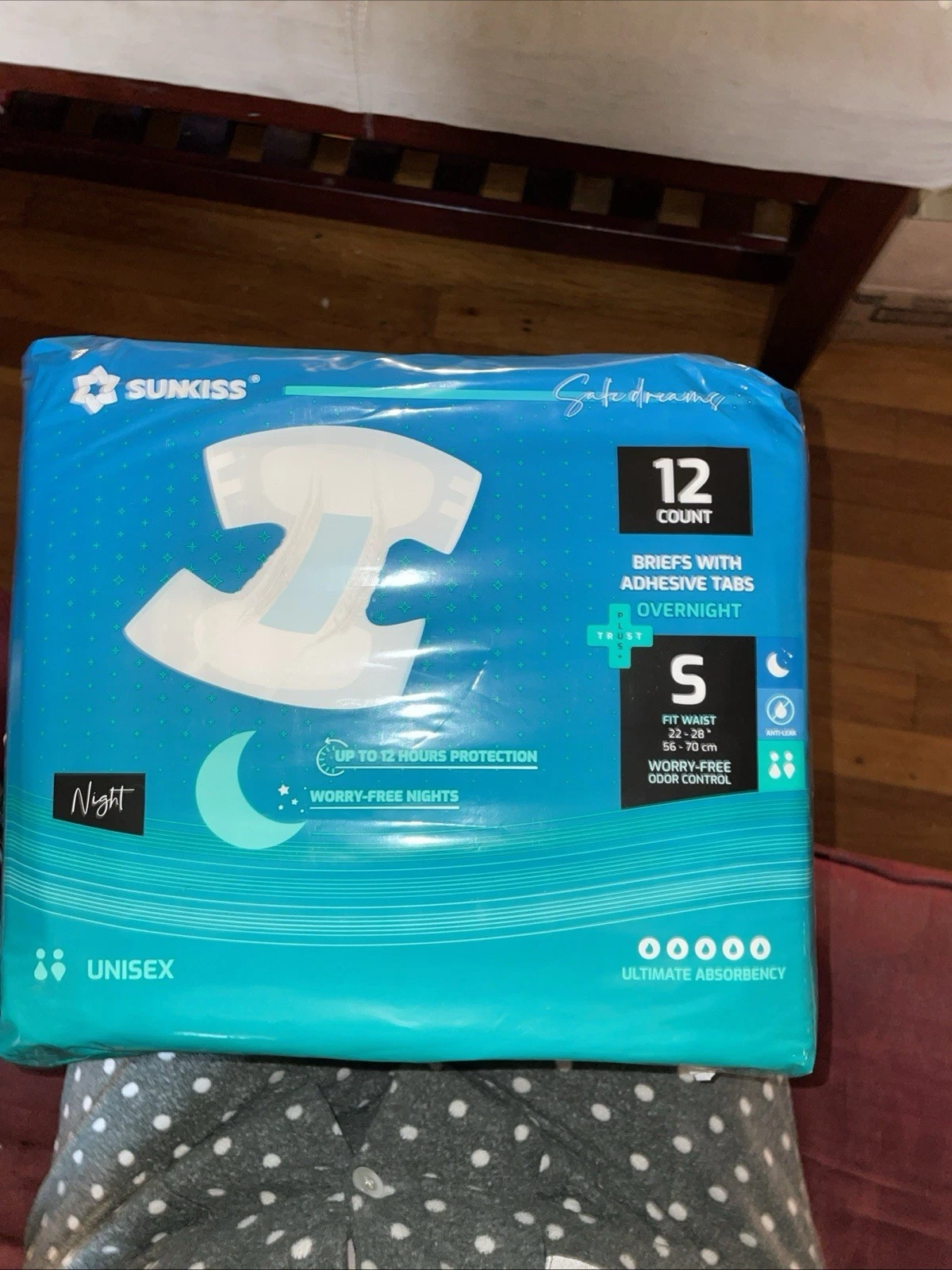 Sunkiss Trust Plus Overnight Adult Diapers Ultimate Absorbency Small S 12 Count