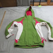 North Face Jacket Girls Medium 10/12 Green Hooded Pockets Waterproof 3in1 Shell