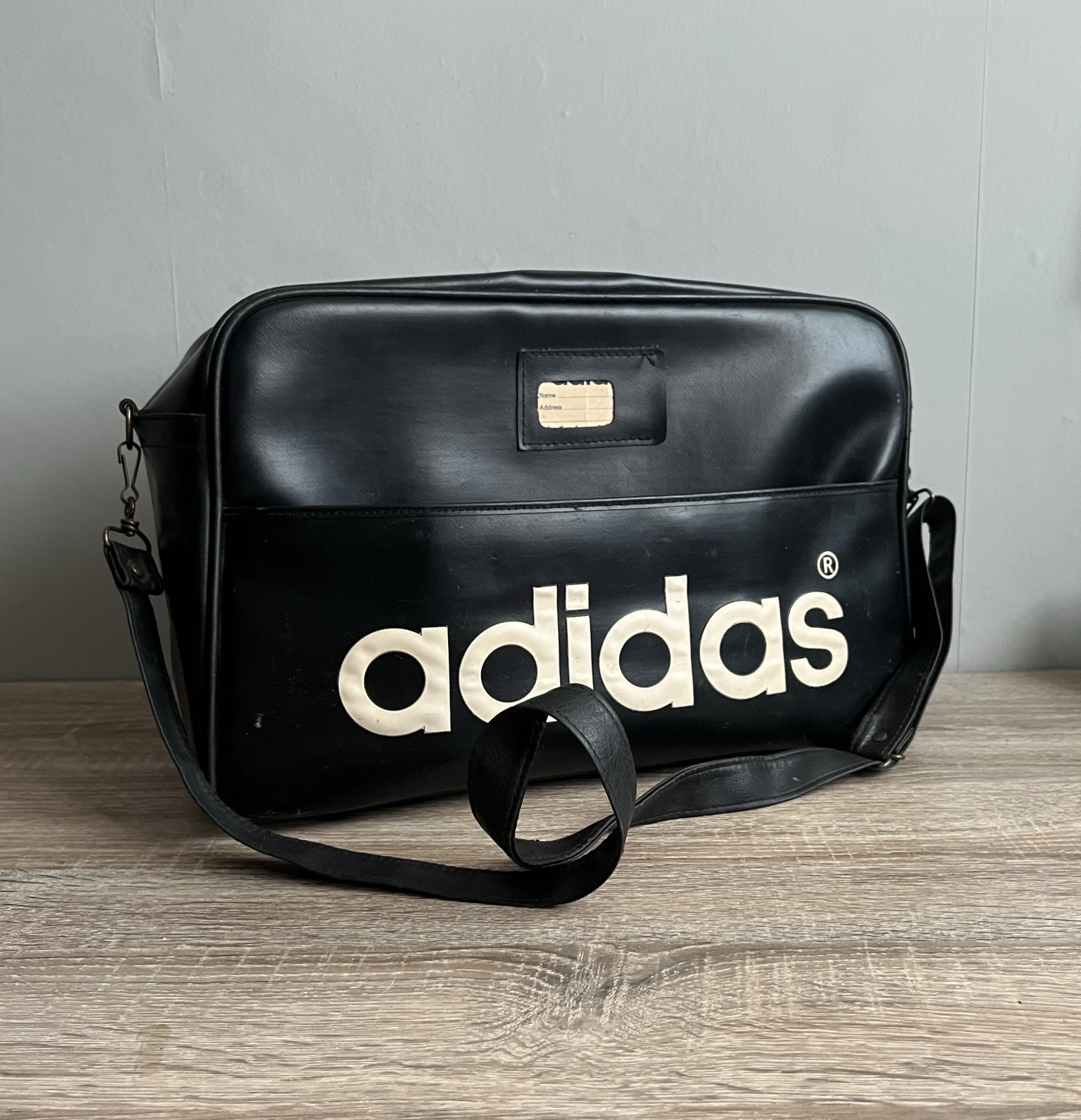 Vintage Adidas Shoulder Messenger Flight Leather Bag Peter Black