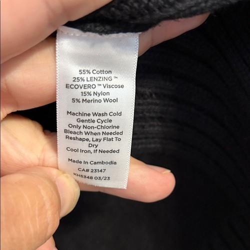 TALBOTS Size X-Large Black Turtleneck Sweater Cotton Merino Wool Chunky Knit - Picture 5 of 7