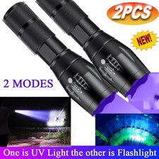 2Pack Zoom 395nm UV Light Blacklight Tactical LED Flashlight Lamp
