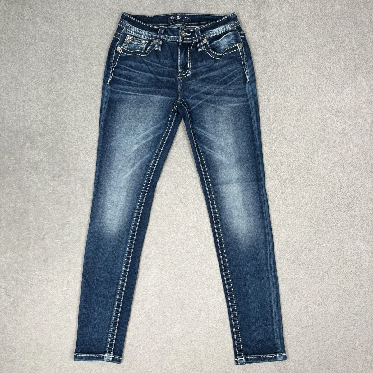 Jeans Miss Me Femme Skinny 30 - Stretch Avec Broderies Bling, Très Bon état, Livraison Gratuite