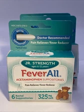 (3) Feverall Acetaminophen Suppositories JR Strength 325mg 6 Count Each
