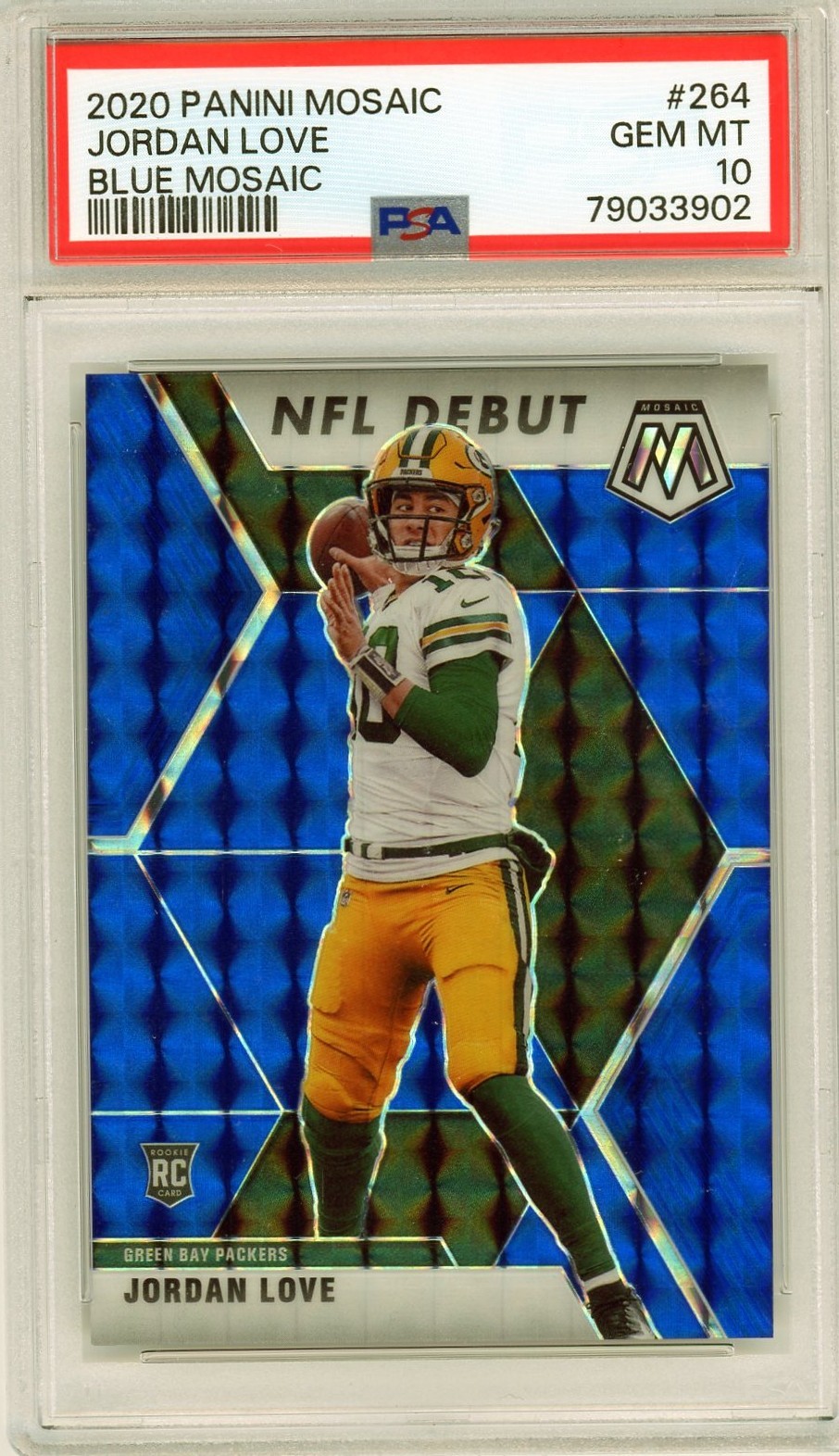 2020 Panini Mosaic Jordan Love Rookie Blue Mosaic (27/99) PSA 10 #264