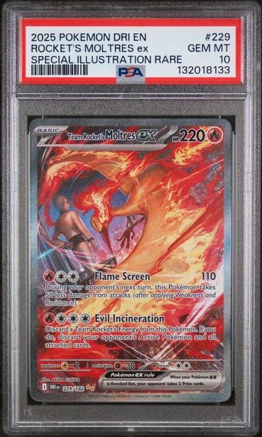 Team Rocket's Moltres ex 229/182 Sv10: Destined Rivals Holo PSA