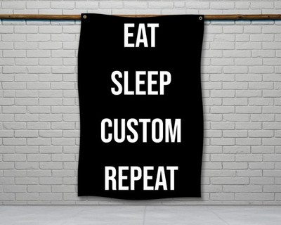 Eat Sleep Repeat Flag - Motivational Gym Decor  Inspirational Poster