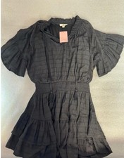 Entro Boutique Green Boho smocked waist- Short Peasant sleeve mini dress Large