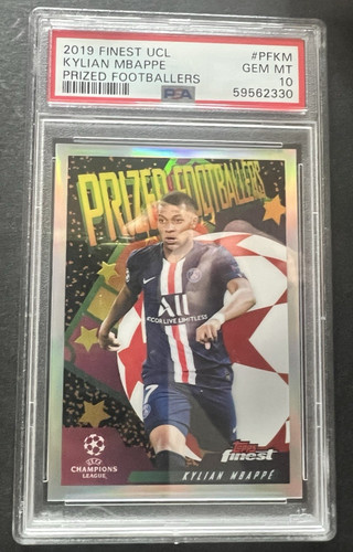Kylian Mbappe 2019-20 Topps Finest UEFA UCL Prized Footballers PSA 10
