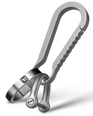 Titanium Key Chain Clip with Side-Pushing Key Ring & 2/3inch D Ring for Car F...