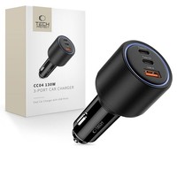 Tech-Protect CC04 3-Port Auto-LadegeräT 130W PD USB-C/USB-A Schwarz