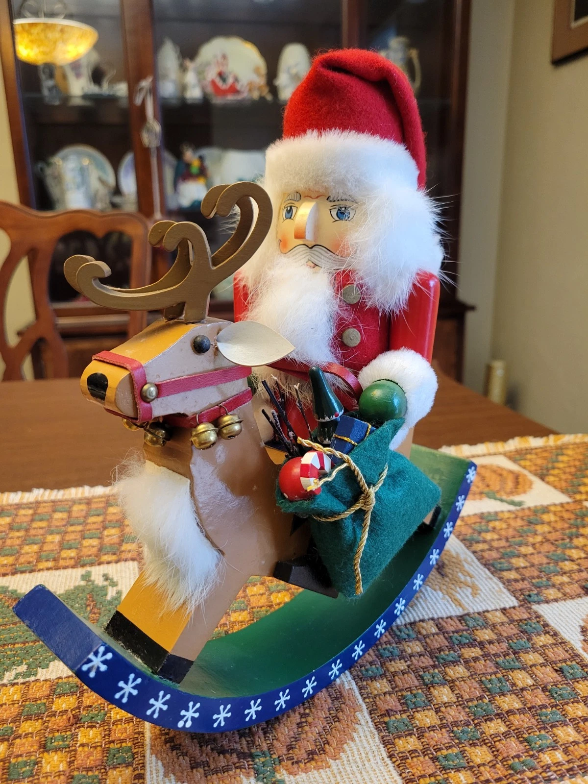 Nutcracker Village "Old World Rocking Santa" - 10" x 11" Handcrafted Wood, Nice