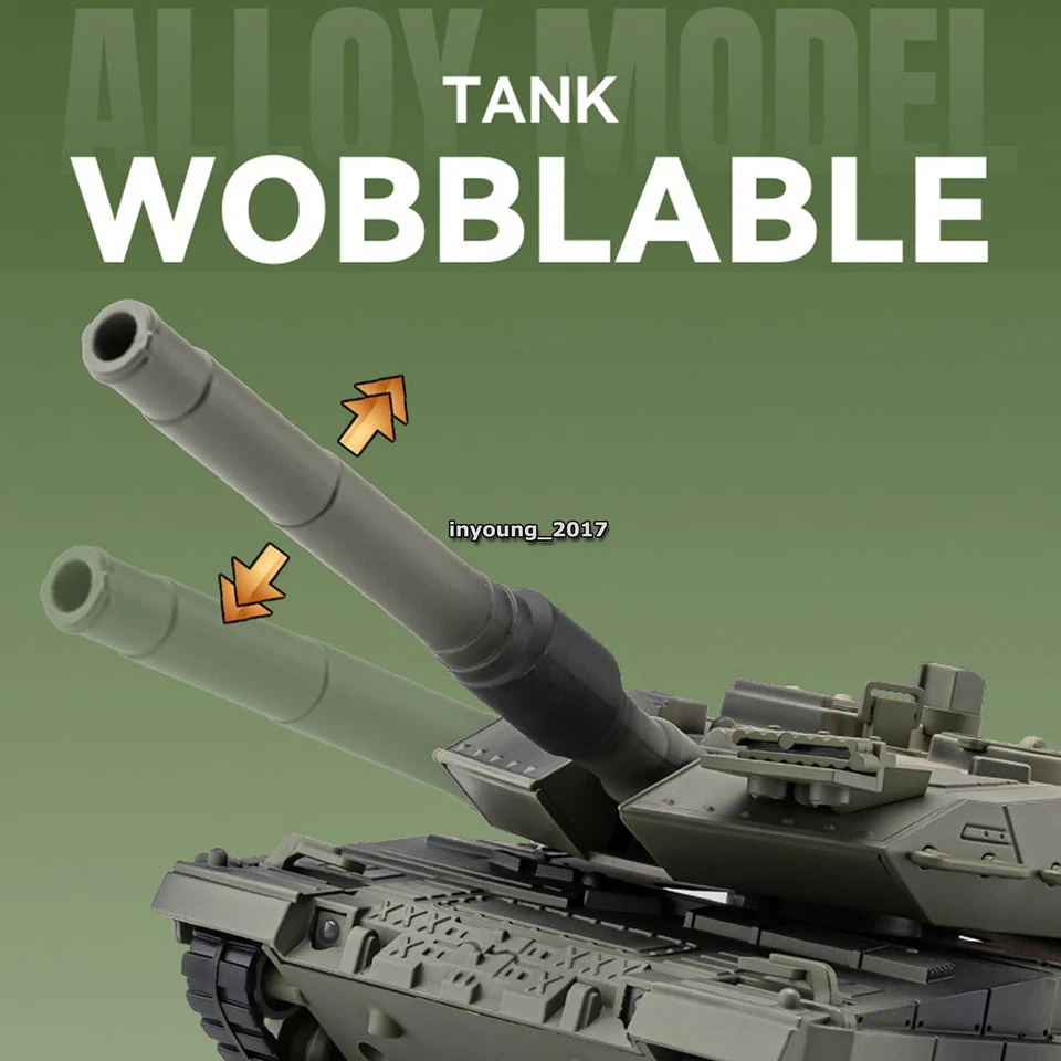 1:40 Leopard 2 Main Battle Panzer Modell Druckguss Kinder Spielzeug Sammler Grün - Bild 4 von 4