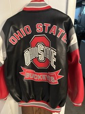 Ohio State Buckeyes Polyvinyl Jacket Button Up Stitched NCAA Letterman Large