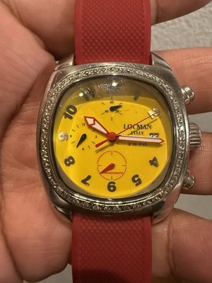 Locman Italy 1970 Chronograph Men s Wrist Watch Diamond Bezel 