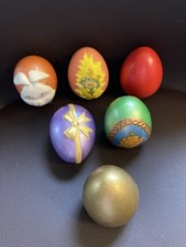 Lot of 6 Vintage Ceramic Easter Eggs Spring Decor Hand Painted/ Transfers