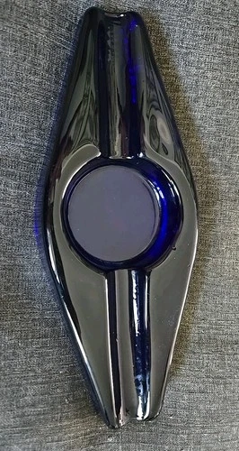 Vintage Blenko 9735 MCM Cobalt Blue Heavy Glass Pipe Cigar Ashtray , 10" Long