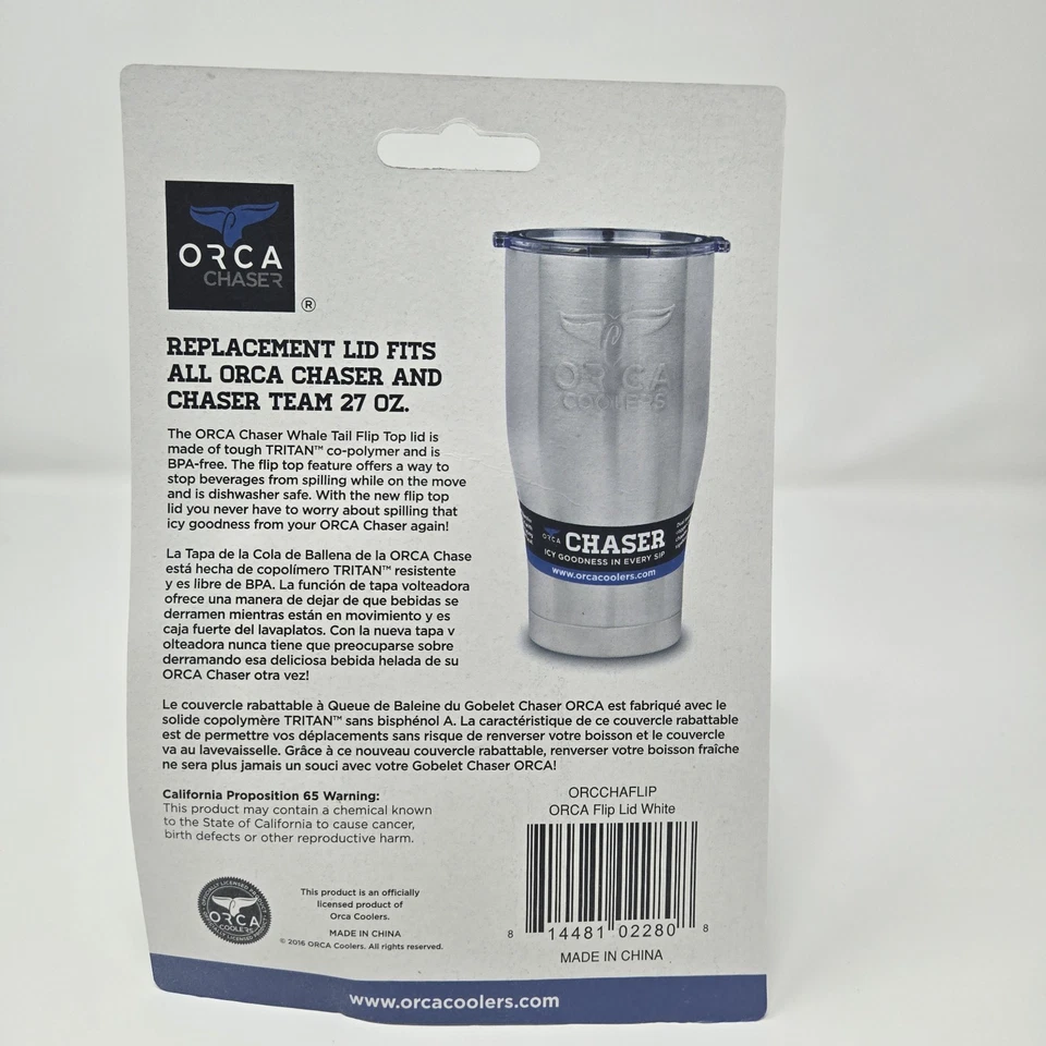 Tapa de repuesto Orca Chaser Tritan blanca abatible para Chaser & Chaser Team 27 oz Foto 2 de 3