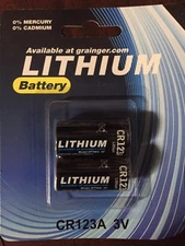 Lithium CR123A Battery 3 V - Lot of 2 pack NEW   