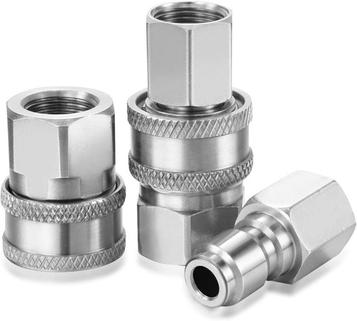 4X 3/8Inch NPT Stainless Steel Quick Connect Fitting Pressure Washer Adapter Set - Picture 7 of 8