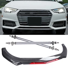 Front Bumper Lip Spoiler Splitter Strut Rod Carbon Fiber For For 09-15 Mitsubis