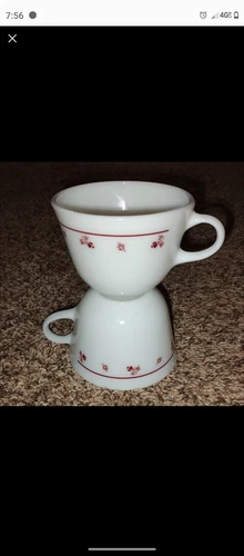 Vintage Burgundy Rose Pyrex Coffee Mugs Set Of 2