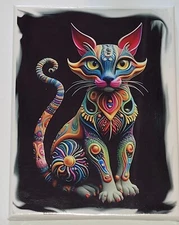 Cat Alebrijo cute canvas print Wall Colorfull  AI Art folk art