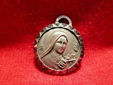 Small St Therese Medal Silvertone Lisieux Shrine on Obverse 1/2" dia