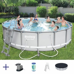 pool bestway steel power ladder swimming pump filter round
