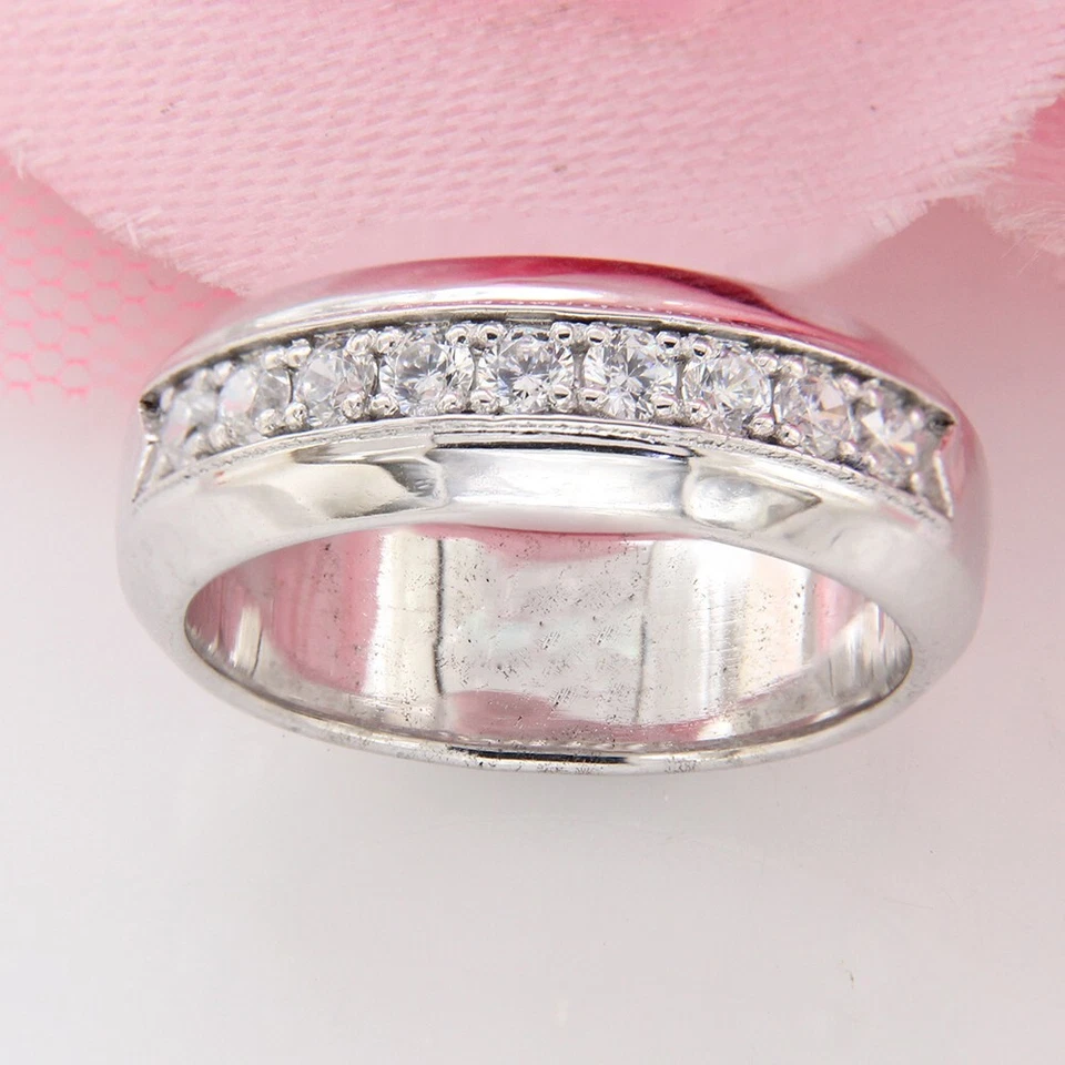 1.00 Ct Round Cut Cubic Zirconia Men's Wedding Band Ring 14K White Gold Plated - Image 3 of 4