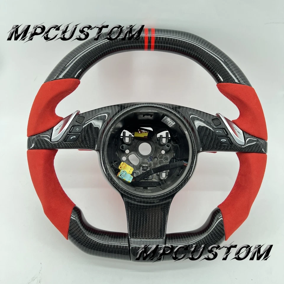 Volante de fibra de carbono apto para Porsche 911 Boxster Cayman 2012 2013 14-2016 Foto 2 de 4