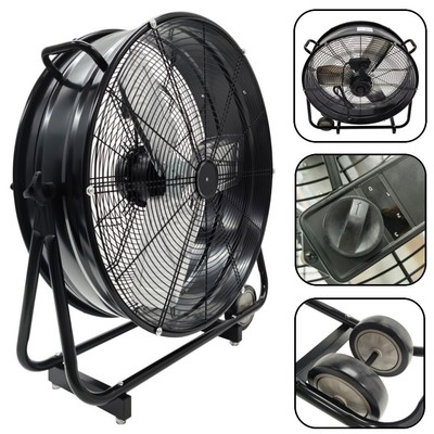 360° Ground Fan 24'' Adjustable Speed Industrial Ventilator Exhaust Fan Blower