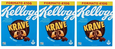 3x Kellogg's Krave Milk Choco Cerealien mit Milchschokoladenfüllung 410g