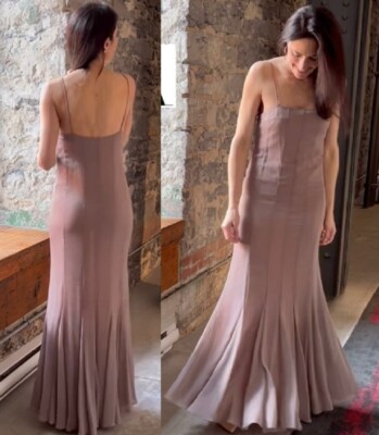 ZARA TAUPE GEORGETTE STRAPPY RUFFLED VOLUMINOUS FLARED HEM FRILLED