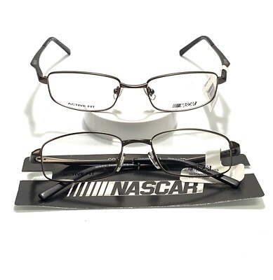 2 New, NASCAR NCO-N12 COL. 003 Brown 52[]18-140 Eyeglass with 2 Cases
