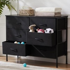Cómodas de 6 cajones para dormitorio organizador superior de madera cajones de almacenamiento tocador de tela