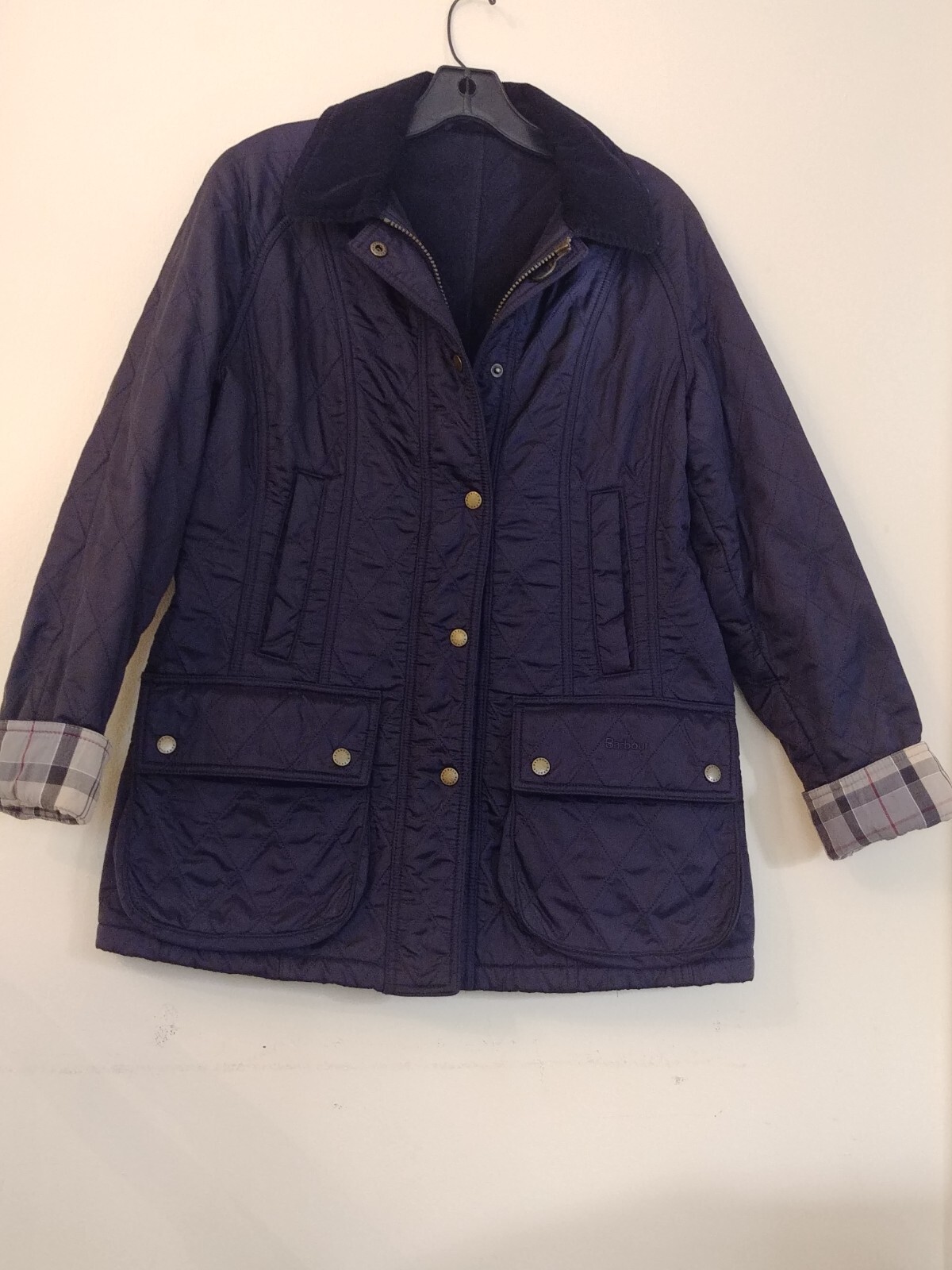 Barbour beadnell polar quilted jacket Navy size 6 wom… Gem