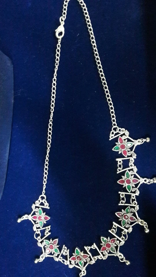 bellissima collana rubini e zaffiri arg.indiano-beautiful ruby and sapphire ne - Immagine 3 di 4