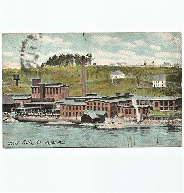 Antique Postcard View of Paper Mill Lisbon Falls Maine eBay