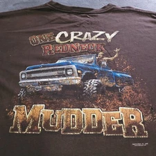 Bass Pro Shops Crazy Redneck Mudder Mudding Big Truck Large Distressed Shirt