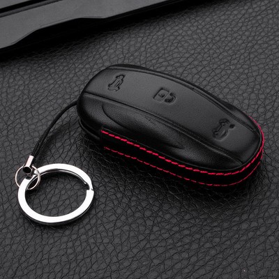 4d Genuine Leather Key Fob For Tesla Model Sx Fob Pocket Case Cover Holder Nice Ebay