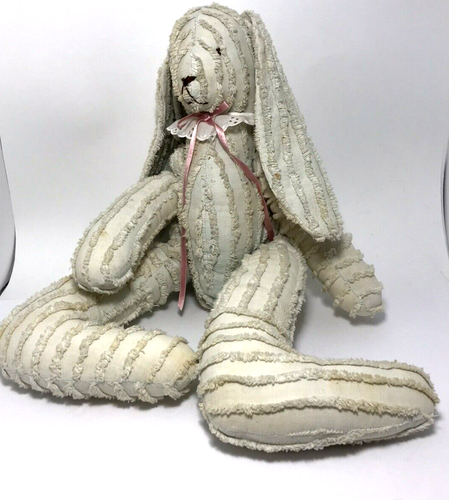 Colcha de Colección Floppy Bunny Brazos Articulados Piernas Tela Blanca Hecha a Mano Tipo Material - Imagen 7 de 9