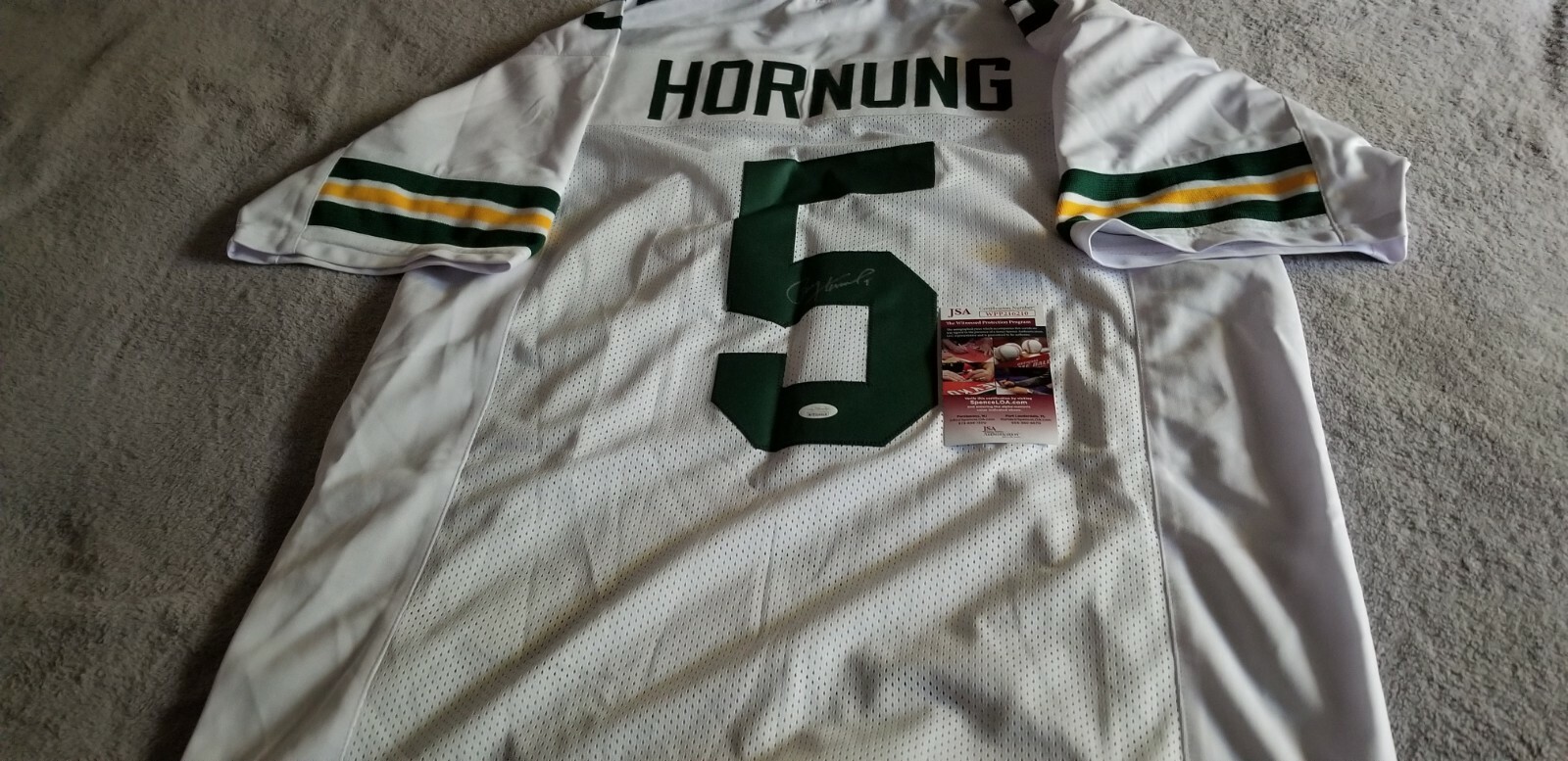 Paul Hornung Autographed Signed Green Bay Packers HOF #5 Packers Football Jersey AUTO JSA COA Sz XL 