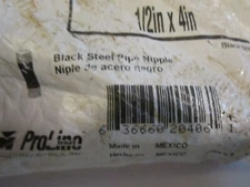 MUELLER INDUSTRIES, BLACK STEEL PIPE NIPPLE, 1/2" X 4", P/N 36660 20406, NEW