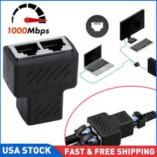 RJ45 Splitter Adapter 1 to 2 Ways Dual Female Port CAT6/5/7 LAN Ethernet Cable